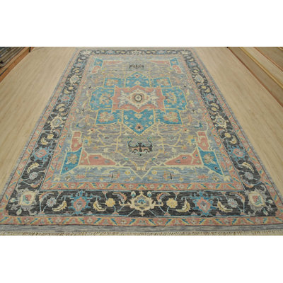 Tapis gris nouvel âge en laine 9 pi x 11 pi 11 po Muriam