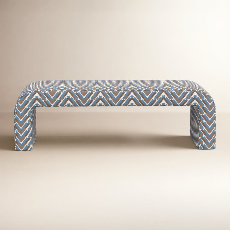 Barley Upholstered Bench, Stroke Ocean Chevron