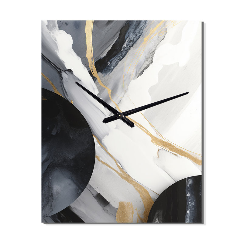 Irvan - Abstract Marble Wall Clock, 32" H x 24" W