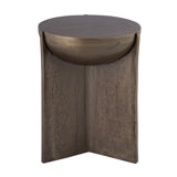 Claribel 14" Round Aluminum End Table, Antique Bronze