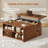 31.5" Lift Top Coffee Table Fluted Wood Coffee Table with Hidden Storage-116142413