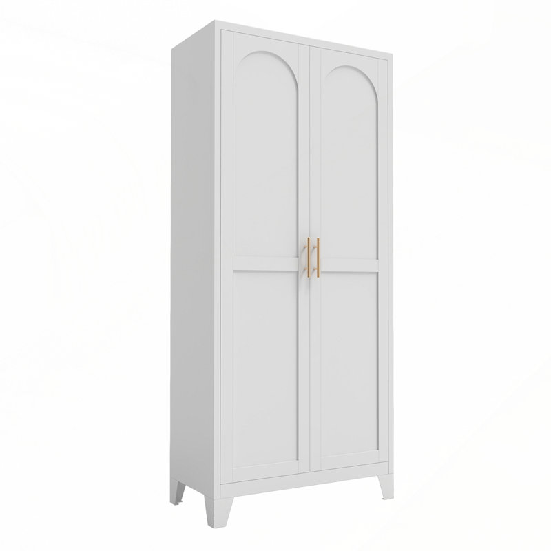 Durable Steel Storage Cabinet with Adjustable Shelves for Various Home and Office, White