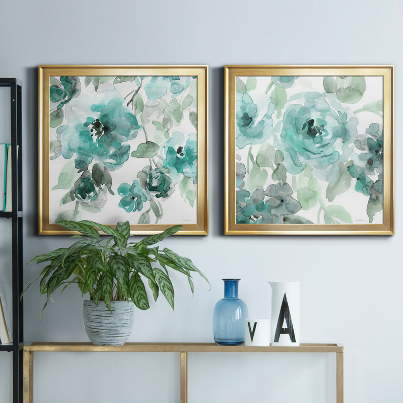 Belle sarcelle I - impression sur toile encadrée 2 pièces, H 17,5 po x l 35 po x P 1,5 po, Or