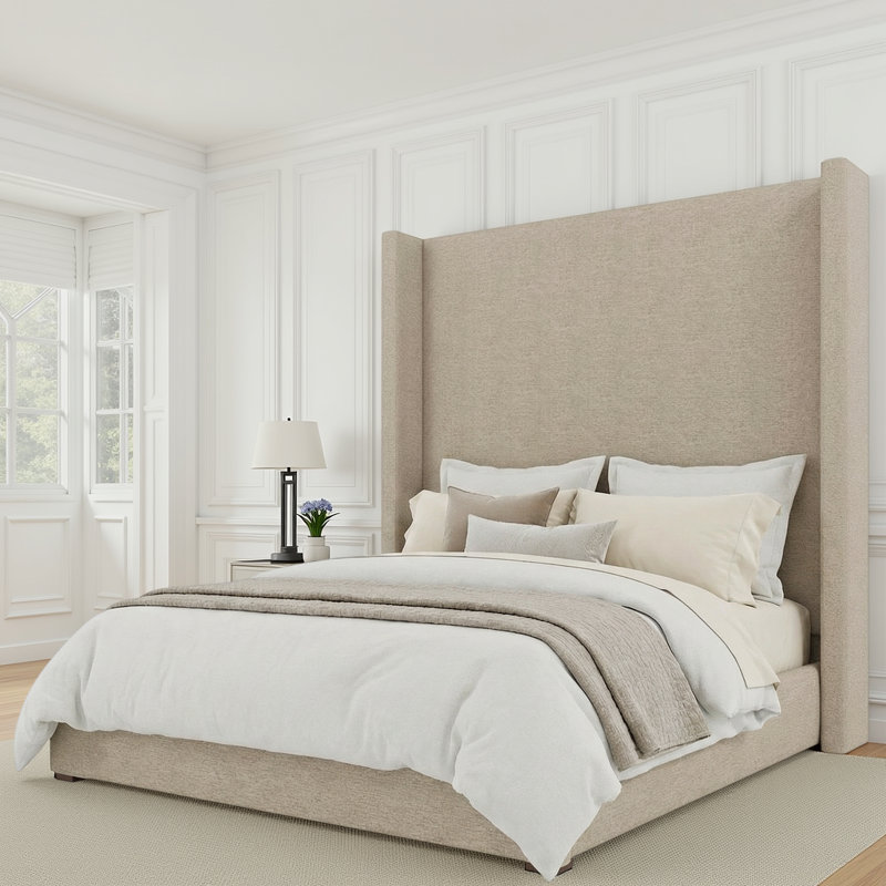 Esparto Upholstered Wingback Bed, California King, Flax Revolution®