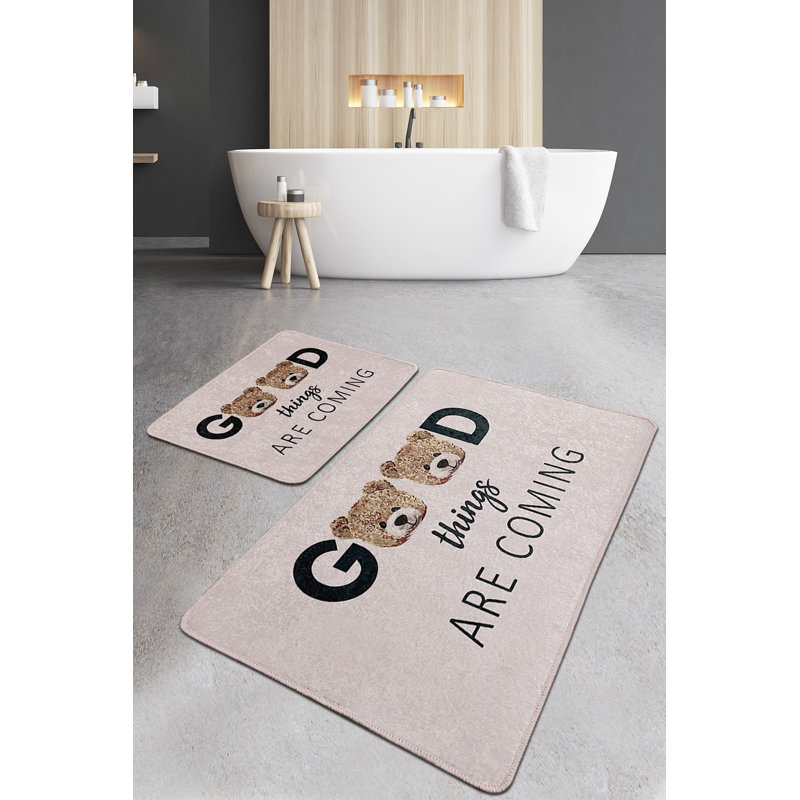 Ensemble de tapis de bain antibactérien (2 pièces), 100% polyester, 23,6 po x 39,4 po et 19,7 po x 23,6 po | Dessous antidérapant, 700 g / m² | Lavable à la machine, séchage rapide, idéal pour la sécurité et le confort de la salle de bain