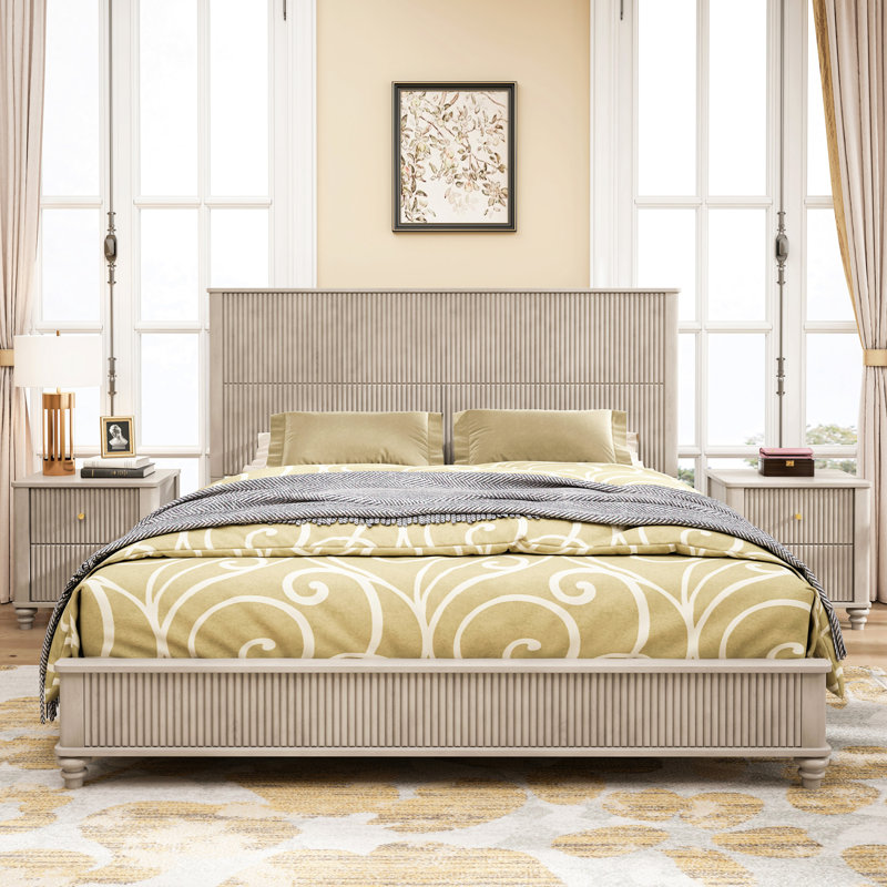 Base de lit en bois massif, base de lit plateforme avec tête de lit, tête de lit haute en bois naturel, aucun sommier nécessaire