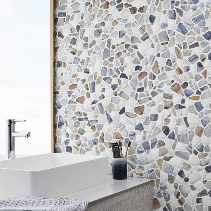 Riverglass 12x12 Frosted Glass Mosaic Tile