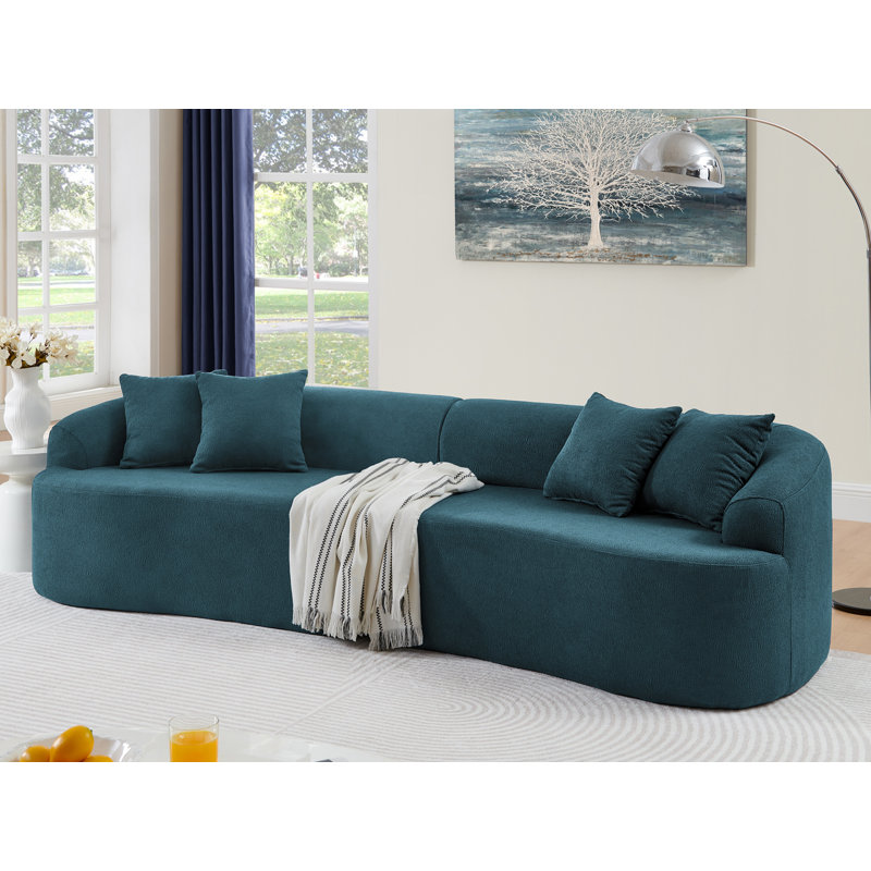 Canapé modulaire incurvé moderne, Tissu bleu