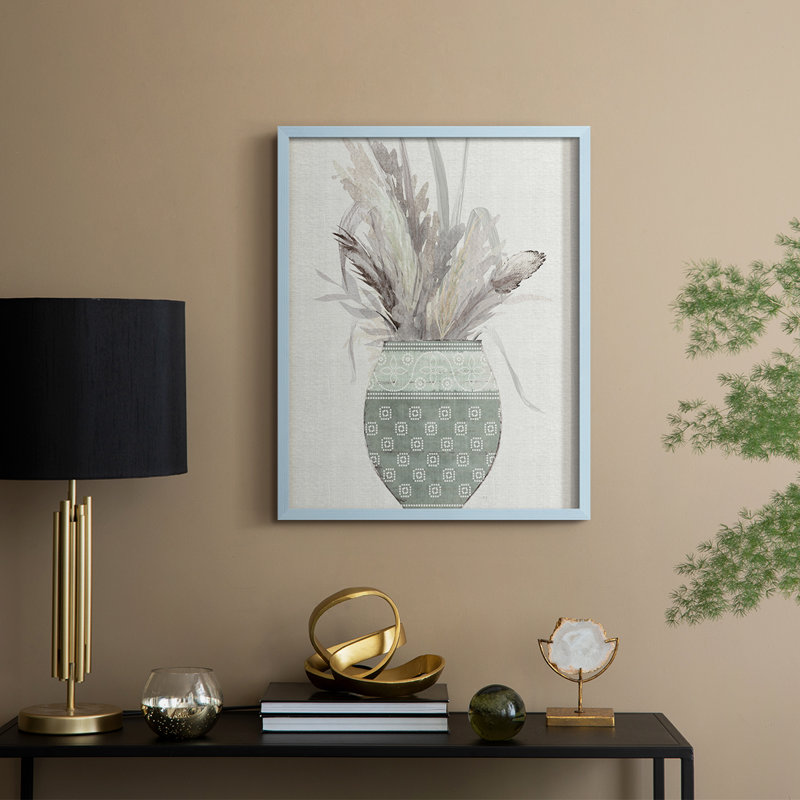 Bandhani Arrangement II, reproduction encadrée - bois massif, H 21 po x l 17 po, Bleu