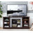 TV Media Stand With With Faux Stacked Stone Surround, Modern Entertainment Console With Open Storage Space-1639327963