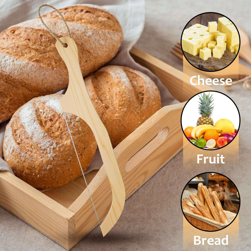 Bread Slicer for Homemade Bread,16" Wooden Sourdough Bread Knife with Bow Design