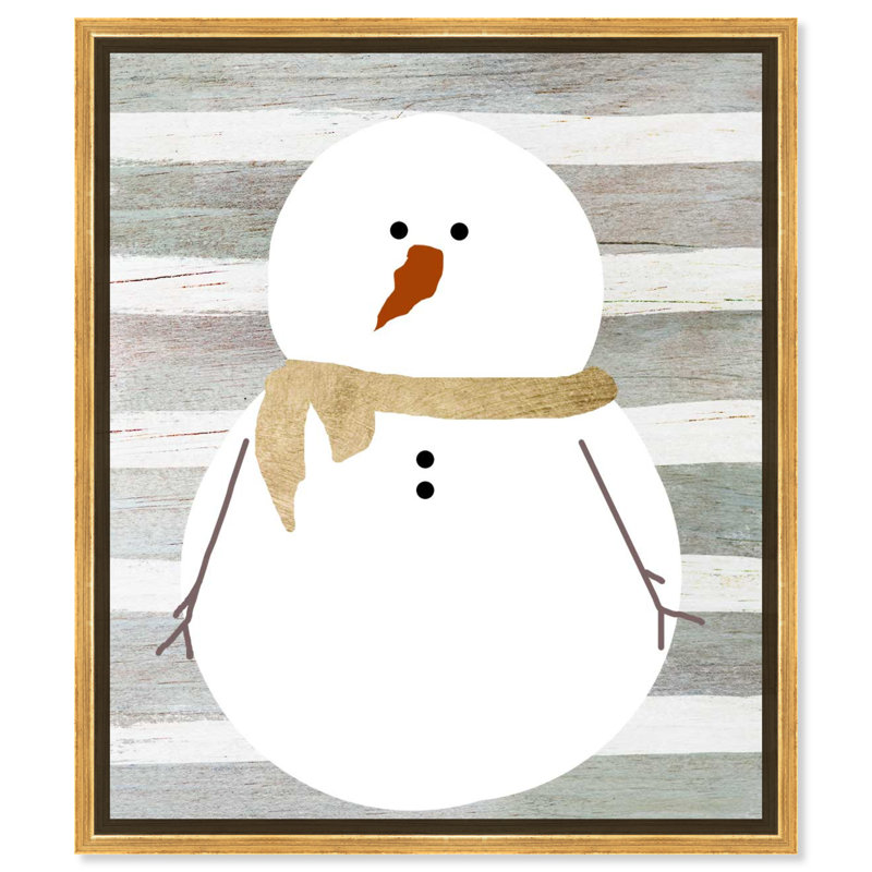 «Snowman», reproduction d'impression sur papier, Encadrement doré, H 20 po x l 16 po x 1,5 po