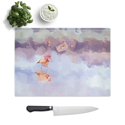 Glass Flamingo Reflection in Abstract Chopping Board