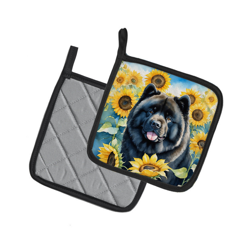 Caroline's Treasures In Sunflowers Floral Polyester Potholder Set