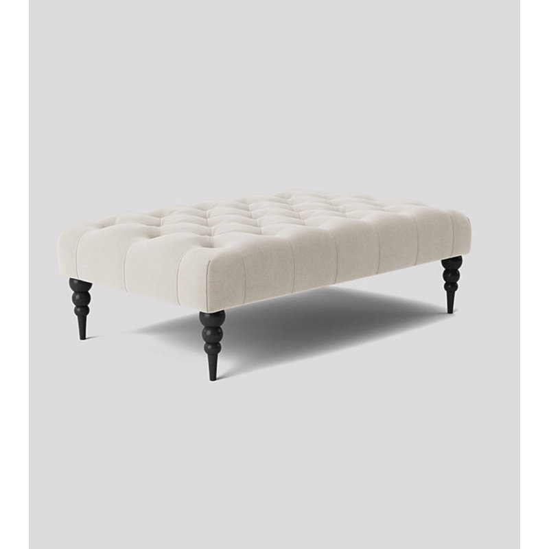 Alyana Rectangle Ottoman Bench with Wooden Legs- Naples Chesterfield Upholstered Footstool, Cream Naple