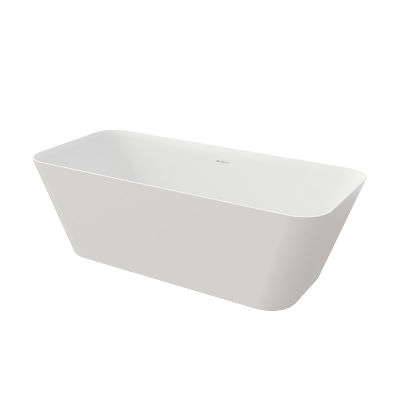 67 Inch Solid Surface Bathtub For Deep Soak, Freestanding With Elegant Matte Finish, Contour, Advanced Insulation, Ultra- Composite, Easy Maintenance, Skin-, Flawless , Installation, Spa-Like, White