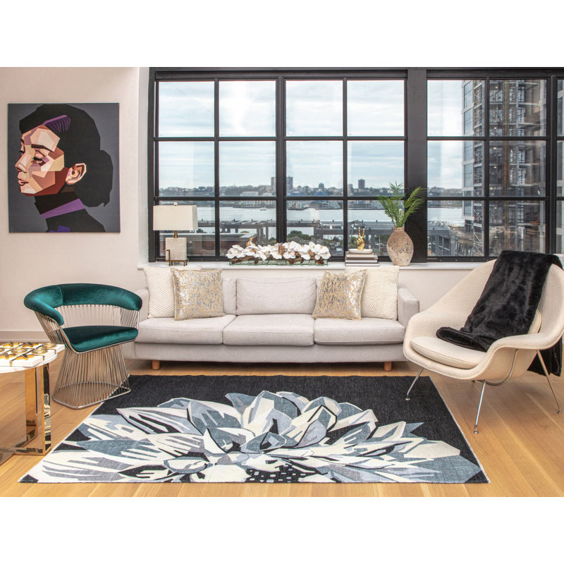 Maisie Modern Twilight Dahlia Area Rug, Rectangle  2'7" x 4'