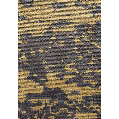 Abstract Flatweave Charcoal/Yellow Area Rug