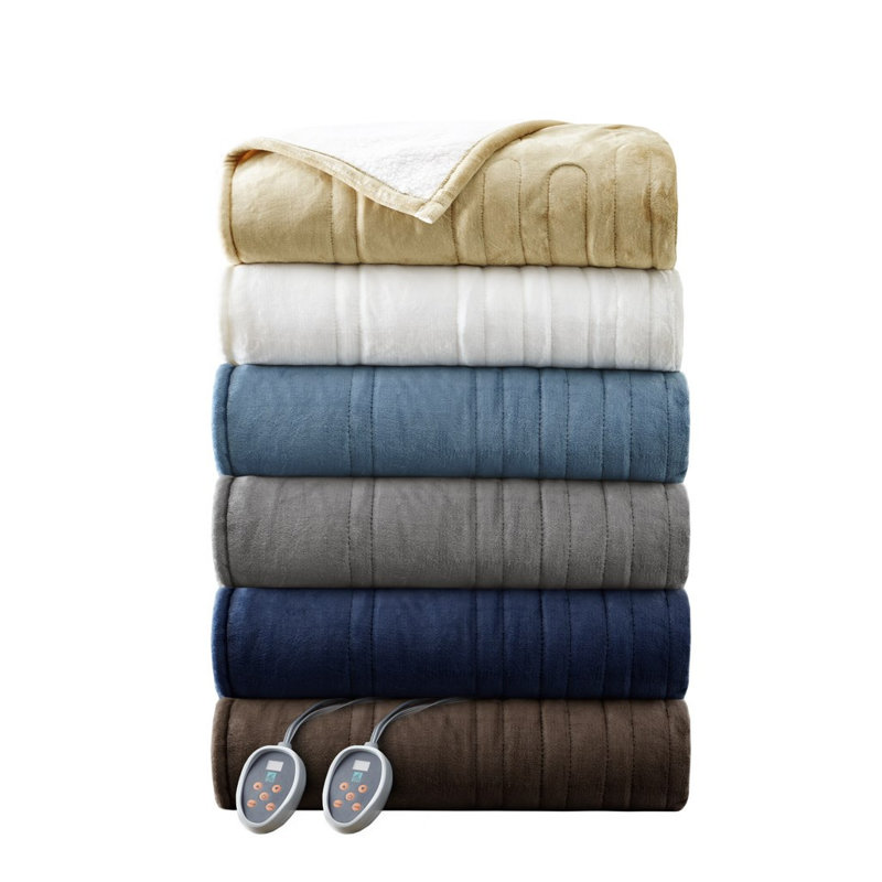 Couverture chauffante Gracie Mills Trevor, Grand lit, Gris