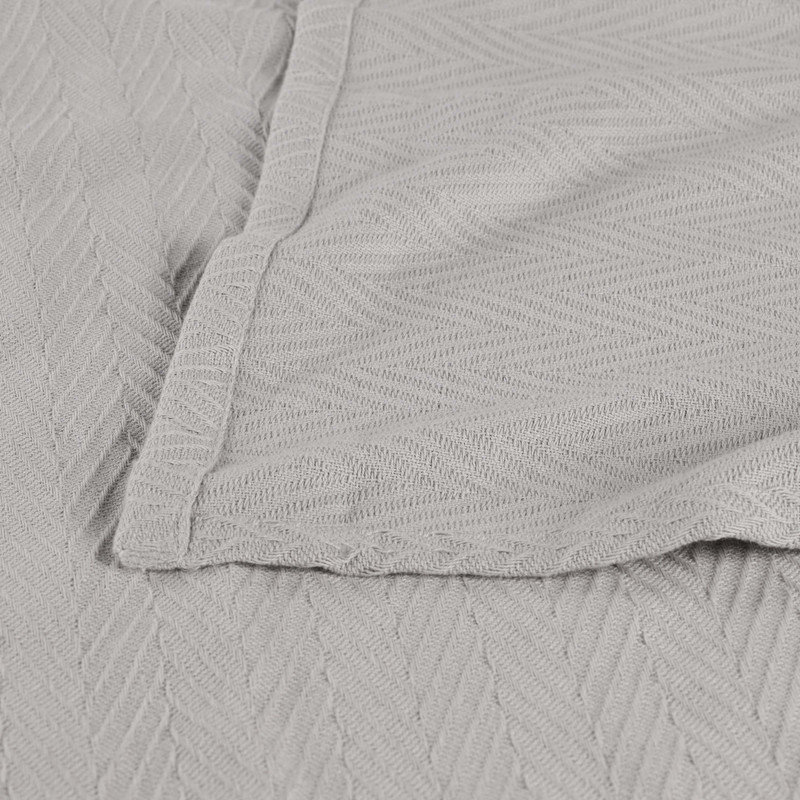 Jeté en coton toutes saisons Jareth, Lit simple, Gris