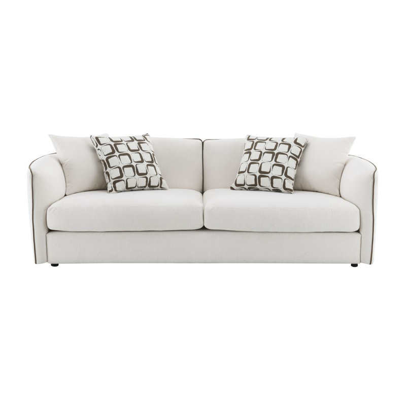 Canapé beige en chenille avec 4 coussins
