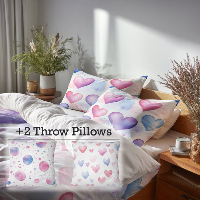 Ensemble de literie 5 pièces Teens Love - Ensemble de housse de couette et de coussin décoratif dégradé