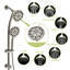 Douche en nickel brossé avec pomme de douche à effet de pluie de 4,7 po, douche à 7 poignées, barre de douche à système à double tête coulissante et réglable, support de tuyau en acier inoxydable-118767985