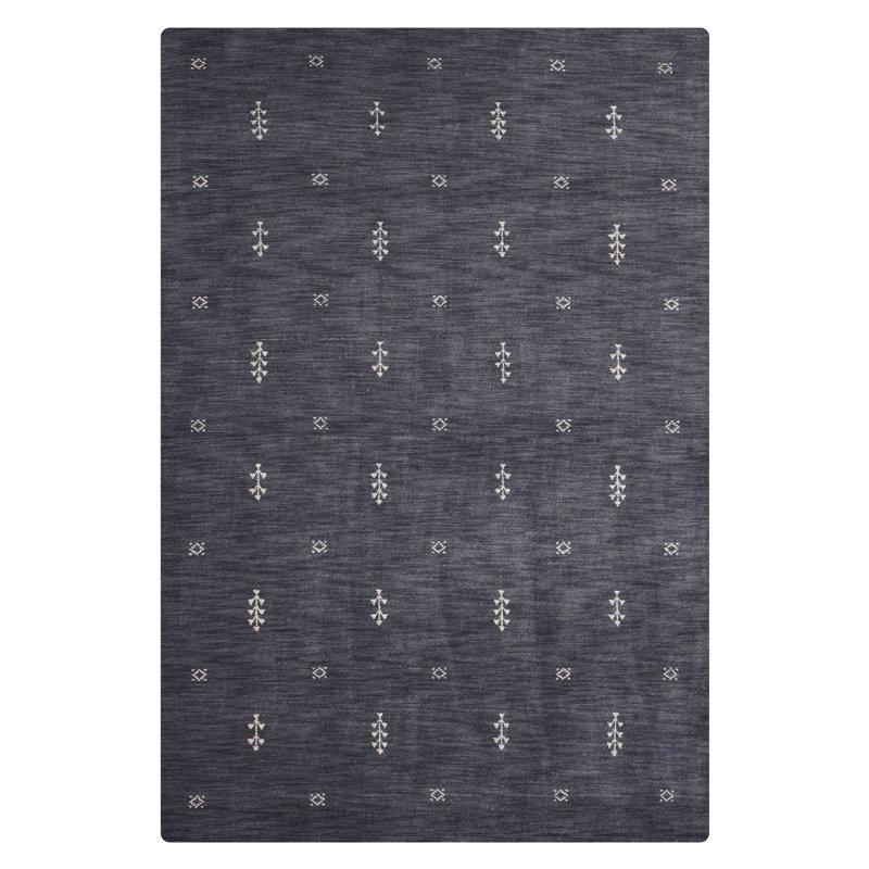 Anley Hand Knotted Loom Wool Eco-Friendly Area Rugs - 3'x5', Rectangle, Charcoal White Color, Contemporary Modern Design, High Pile Thick Handmade Anti Skid Area Rugs for Living Room, Bed Room