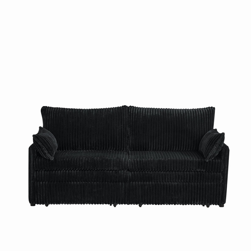 Canapé-lit convertible 3-en-1 avec poche latérale et ports USB, canapé-lit escamotable en velours côtelé moderne 73 po pour le salon, petit espace