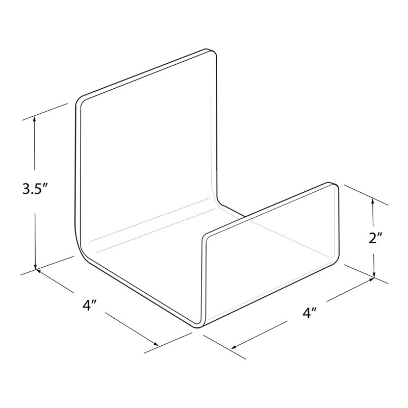 Clear Acrylic U-Shaped Easel Stand with Front Lip, 4-Pack