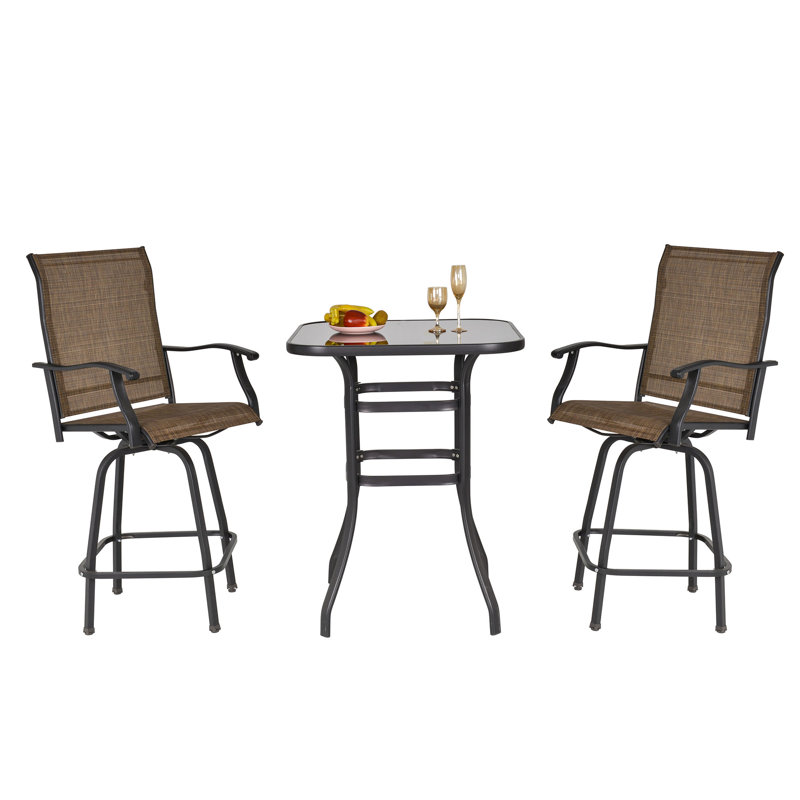 2 - Person Patio Dining Set with Square Table, Brown