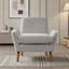 Fauteuil d'appoint rembourré avec accoudoirs arrondis et pieds en bois-317260743