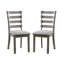 Chaises de salle à manger à dossier 2 pièces, siège en tissu gris, finition brossée, pièce de 2, dossier, rembourré