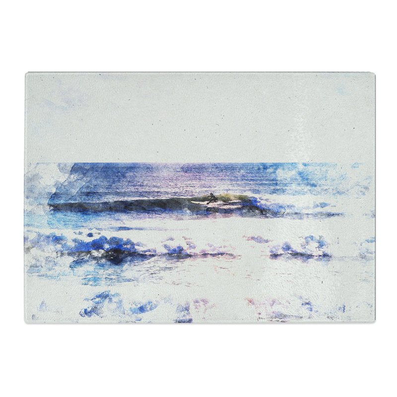 Tempered Glass Surfing in Rhode Island Chopping Board, 20 cm x 28.5 cm