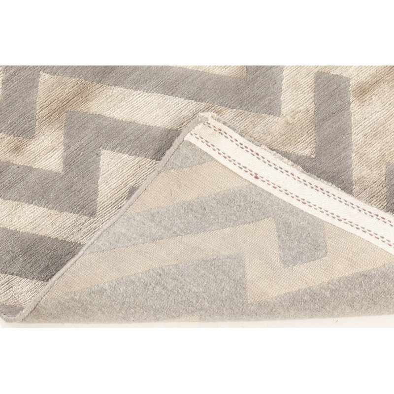 Tapis moderne en laine beige, gris, soie et moderne Modern Rocky Peaks