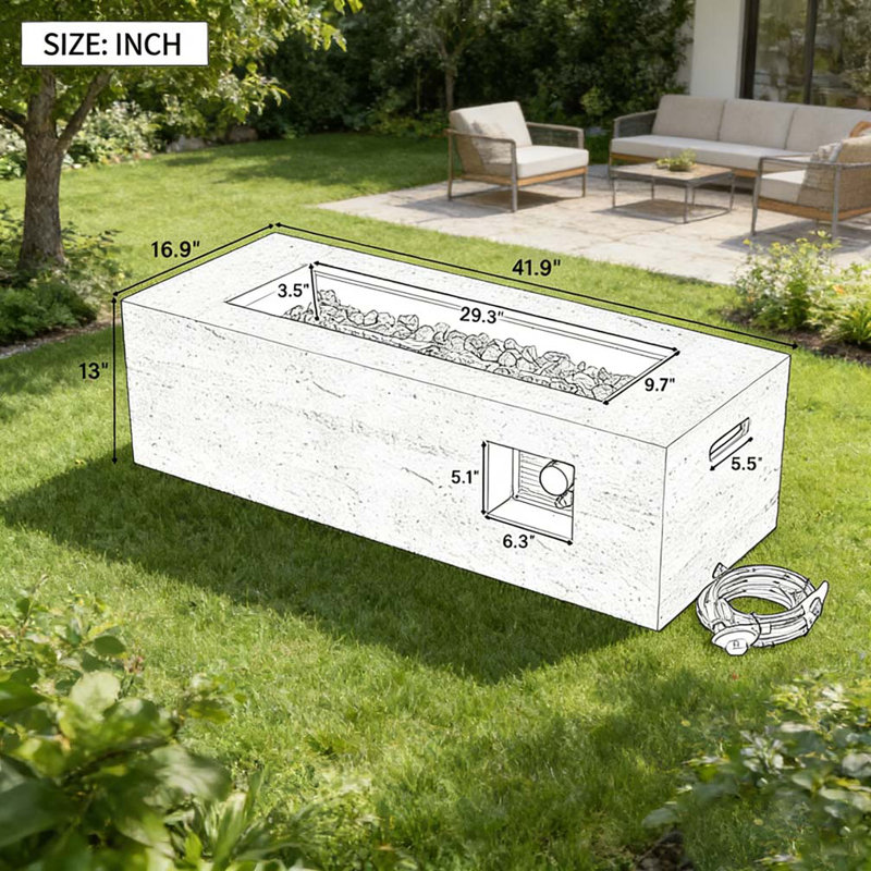 Foyer d'extérieur extérieur au propane rectangulaire, Noir