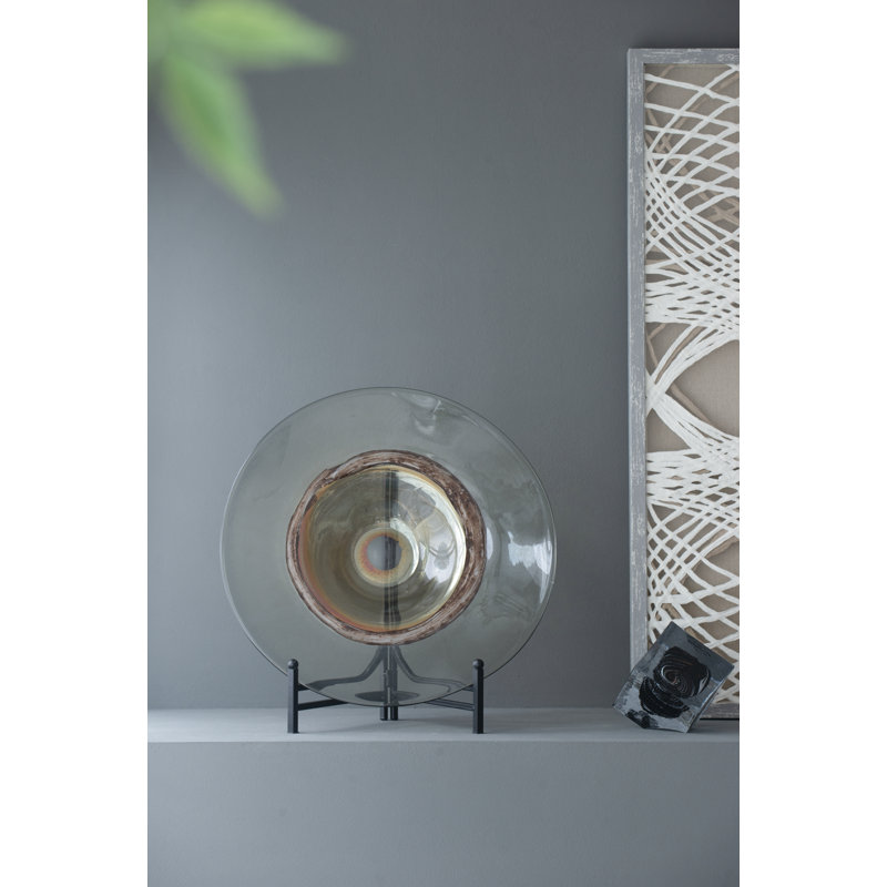 Bol décoratif en verre Zarinah en brun / cuivre / blanc