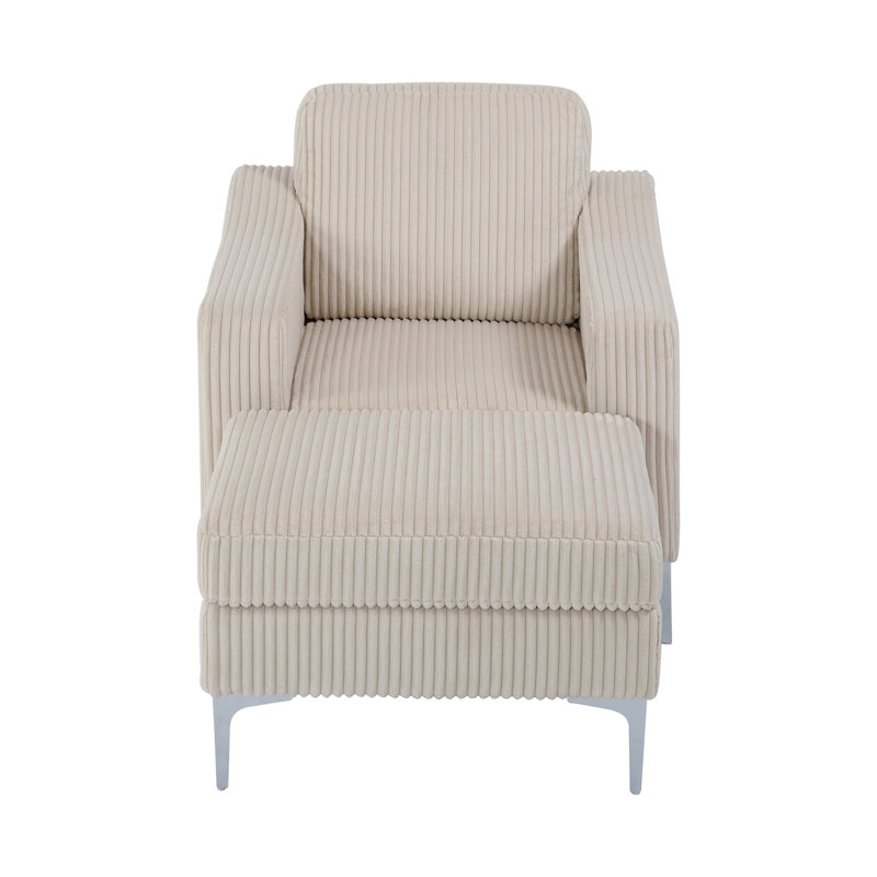 Canapé modulaire convertible en velours côtelé avec repose-pieds modulaire, beige, Beige