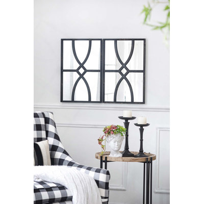 Ensemble de 2 miroirs muraux rectangulaires en bois de sapin et en panneau de fibres à densité moyenne pour la décoration intérieure