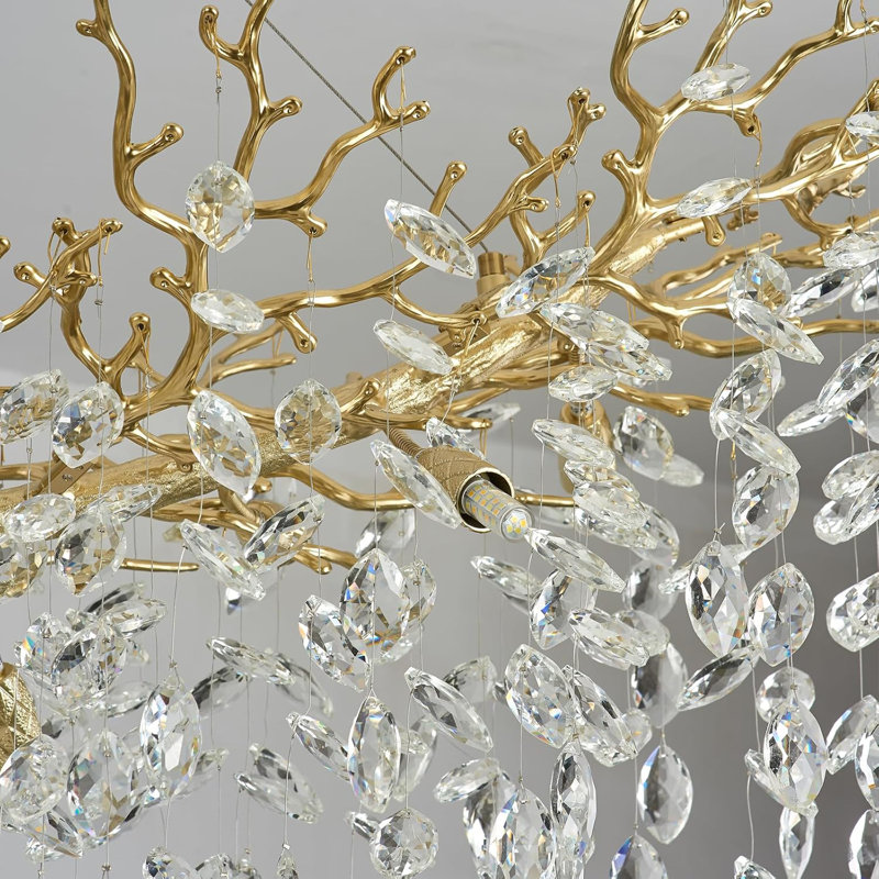 Lustre moderne en cristal K9, Doré, H 18,11 po x l 47,24 po x P 19,69 po