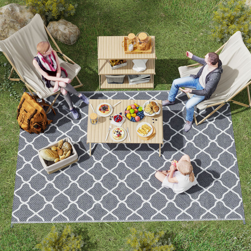 Denilah Reversible Outdoor Rug w/Carry Bag, 182 x 274cm, Grey