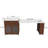 80-Inch Expandable Kitchen Island With Dining Table, Marble-Grain Countertop With Power Outlet, Mobile Storage Cart With Cabinet & 2 Drawers, Walnut Finish Kitchen Prep Table