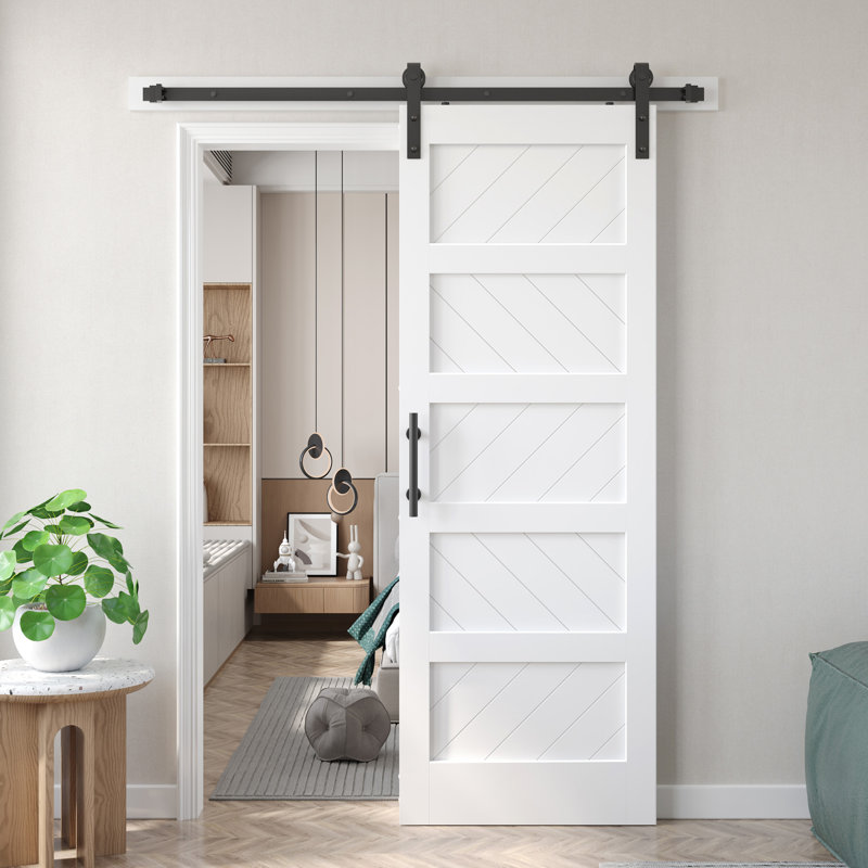 Porte de grange en bois manufacturé en PVC avec trousse de quincaillerie d'installation, 30 po x 84 po