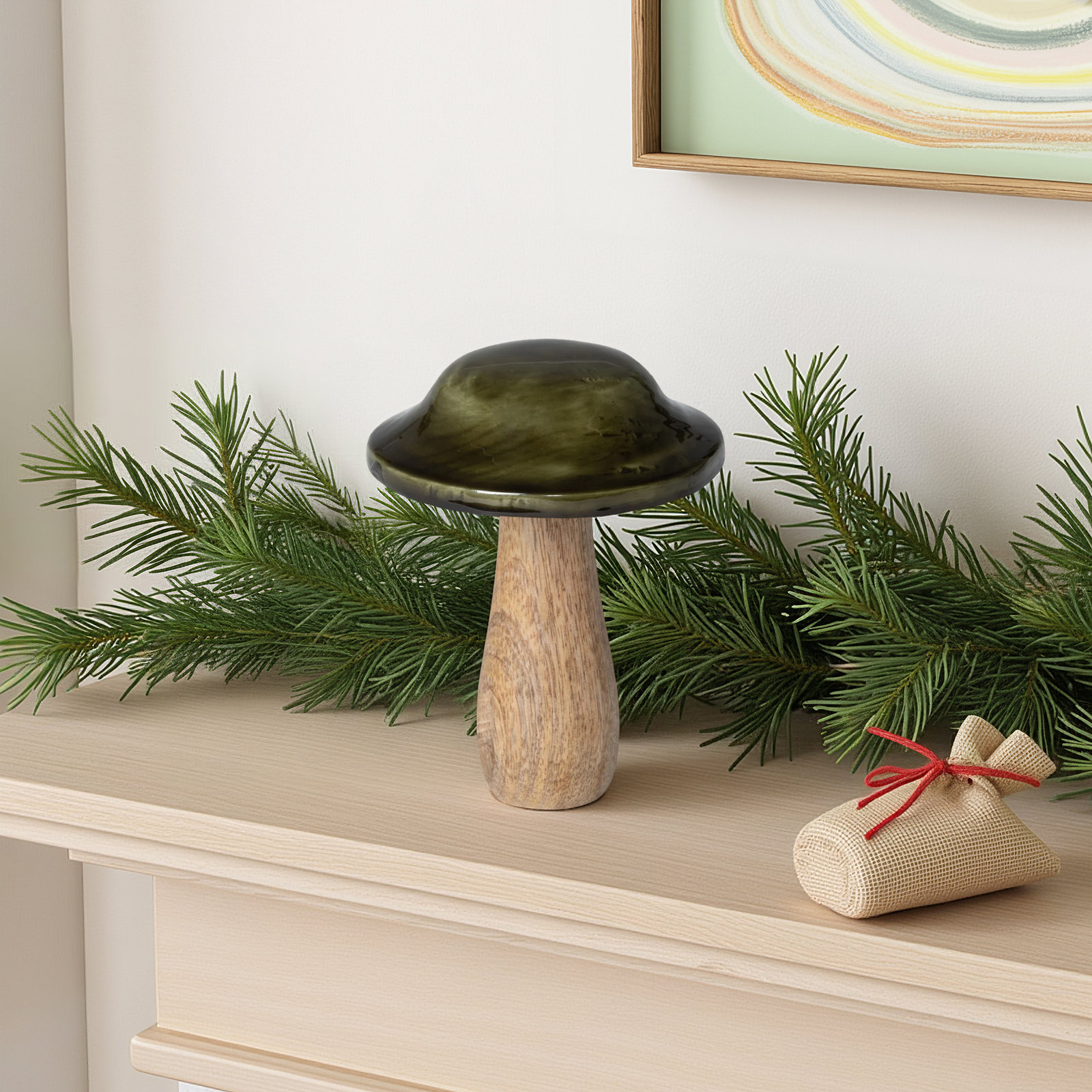 Forest Lacquered Wooden Mushroom