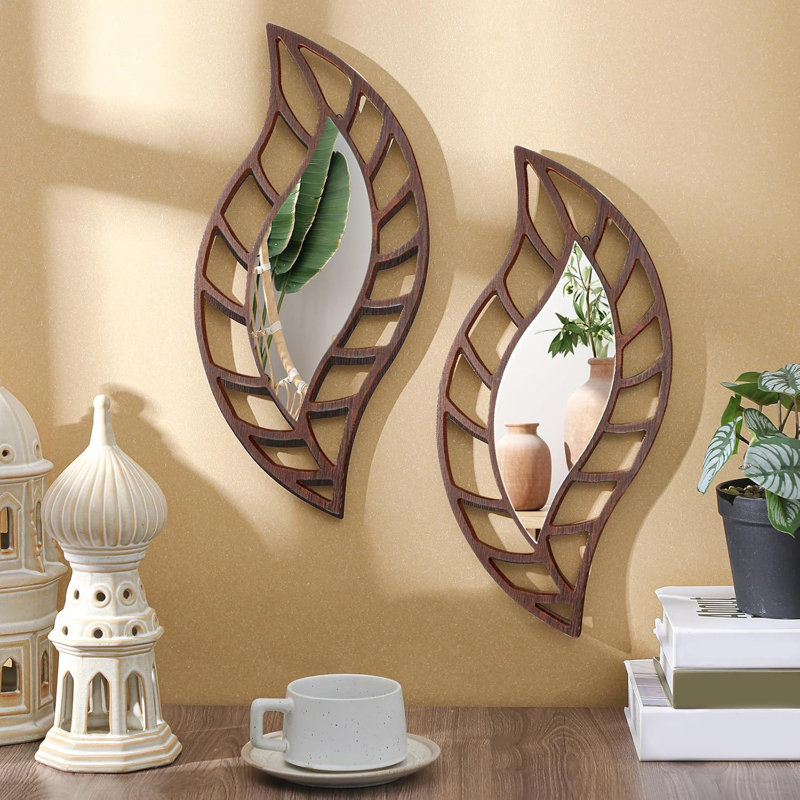 Leaf Water Drop Mirror, Brown