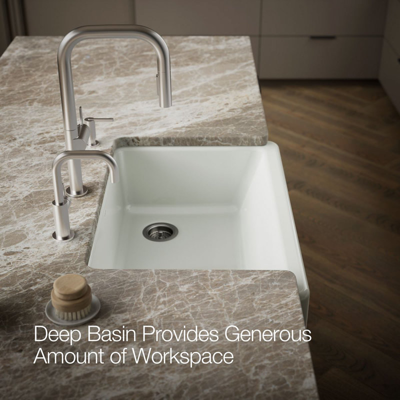 Whitehaven® Self-Trimming 32-1/2" L x 21-9/16" W x 9-5/8" Under-Mount Single-Bowl Sink with Short Apron, Sea Salt