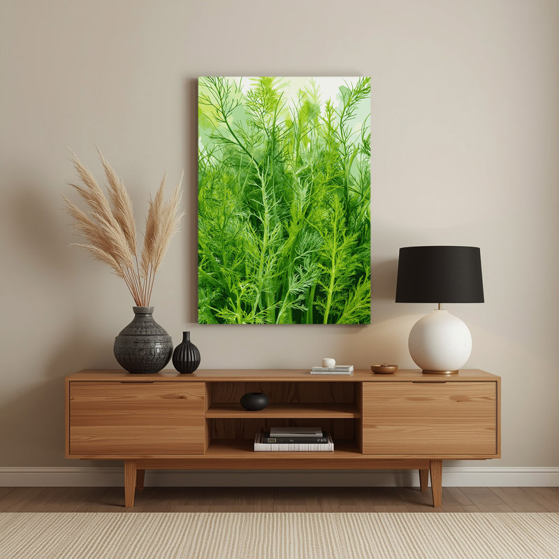 Aquarelle, botanique, 68, art mural vert en métal, H 20 po x l 16 po