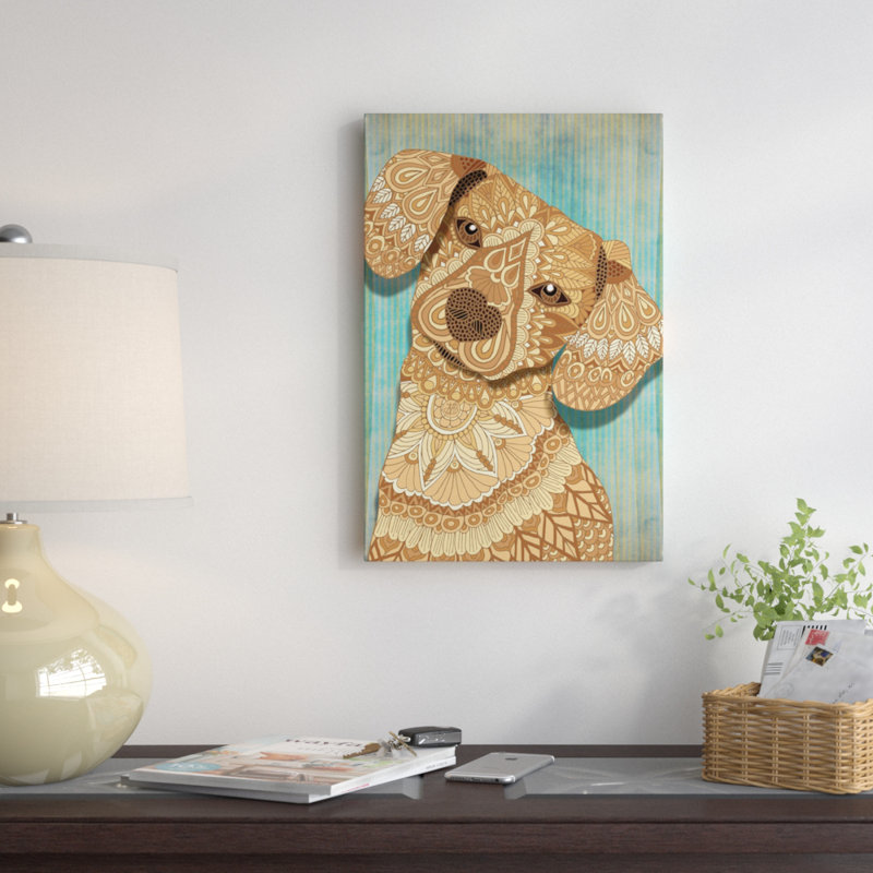 Schatzi brown, impression sur toile tendue, H 60 po x l 40po x P 1,5 po, Toile avec cadre noir, Pas de tapis