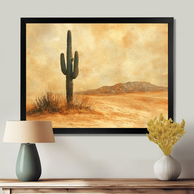 Minimalisme, cactus dans le désert, vent I - art mural grand cactus