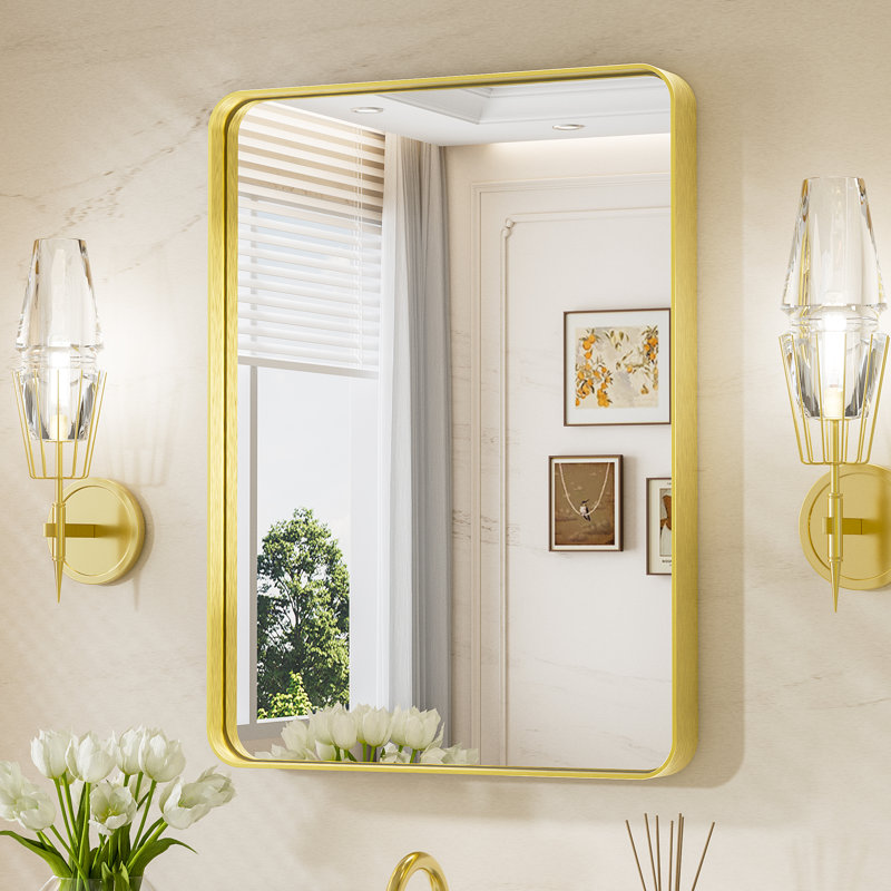 Miroir d'appoint Tyro, 32 po x 24 po, Doré, Rectangulaire